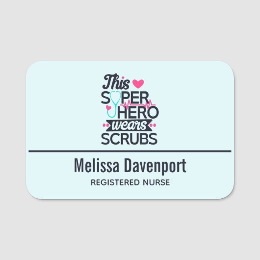 Funny Nursing Superhero Sprichwort Typografie Namensschild (Vorderseite)