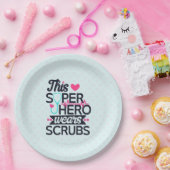 Funny Nursing Superhero Sprichwort Typografie Pappteller (Party)