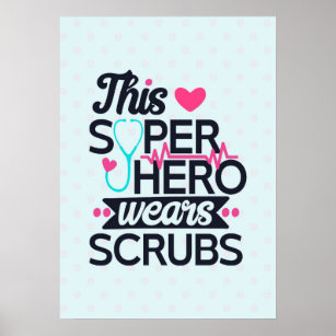 Funny Nursing Superhero Sprichwort Typografie Poster