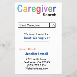 Funny Nururse Search Caregiver Business Card Flyer