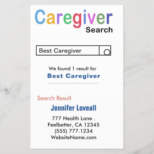 Funny Nururse Search Caregiver Business Card Flyer (Vorne)