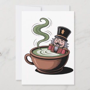 Funny Nutcracker auf einem Matcha Bathub Weihnacht Dankeskarte