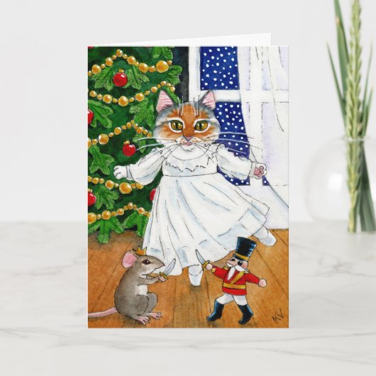 Funny Nutcracker Cat Christmas Ballet Karte (Vorderseite)