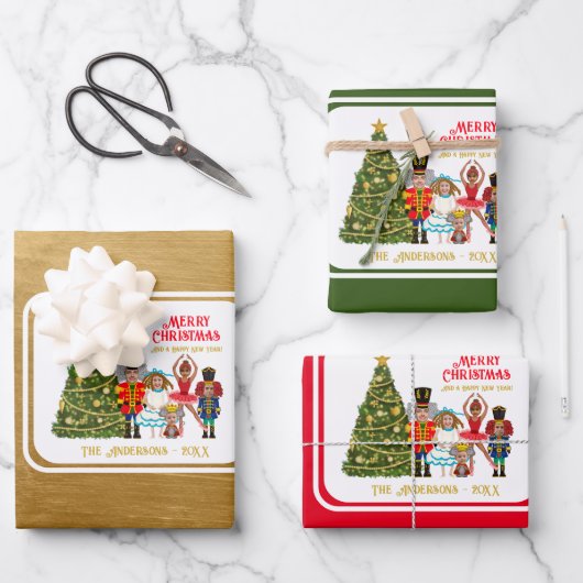 Funny Nutcracker Family Geschenkpapier Set (Vorderseite)