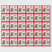Funny Nutcracker Family of Four Red Christmas Wrap Geschenkpapier (Flach)