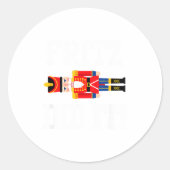 Funny Nutcracker Fritz Did It Clara Christmas Ball Runder Aufkleber (Vorderseite)