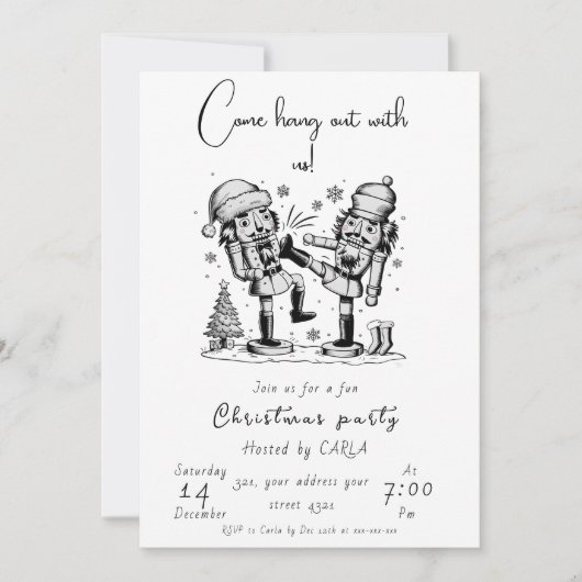 Funny Nutcracker Weihnachts-Party Einladung (Vorderseite)