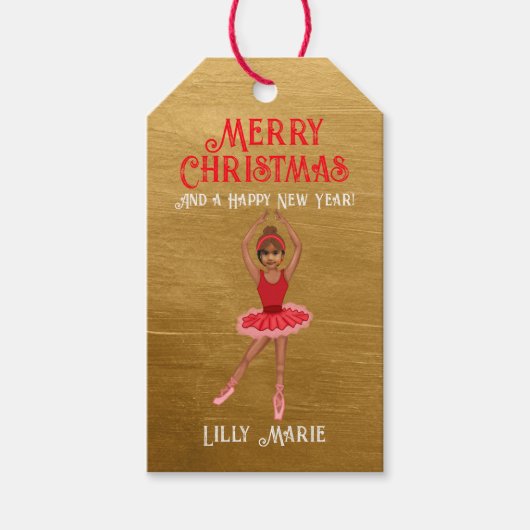 Funny Nutcracker's Ballerina Frohe Weihnachten Geschenkanhänger (Vorderseite)