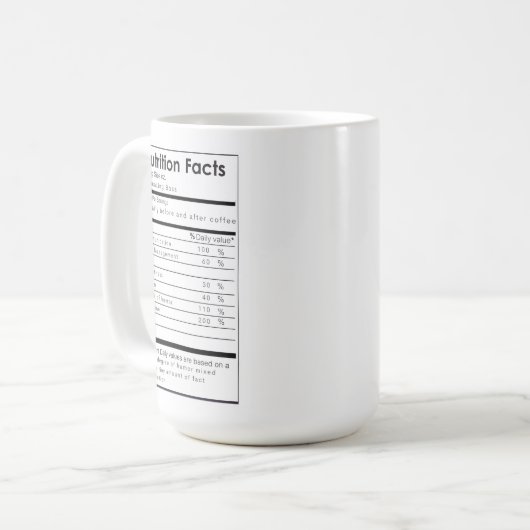 Funny Nutritional Facts of a Great BOSS Tasse (Vorderseite Links)