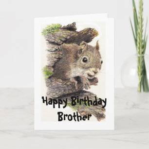 Funny, Nutty Brother Birthday Squirrel Card Karte