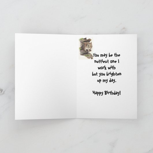 Funny, Nutty Co-Worker Birthday Squirrel Card Karte (Innenseite)