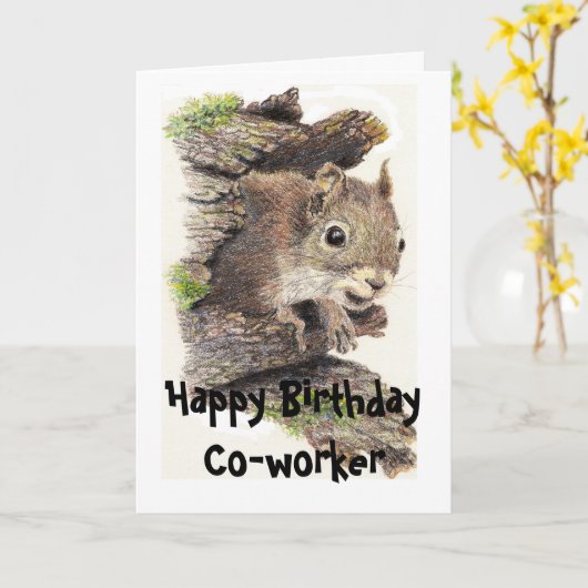 Funny, Nutty Co-Worker Birthday Squirrel Card Karte (Gelbe Blume)