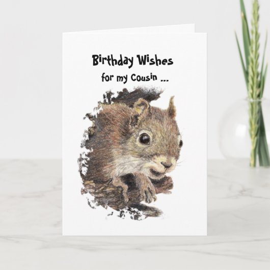 Funny, Nutty Cousin Birthday Squirrel Card Karte (Vorderseite)