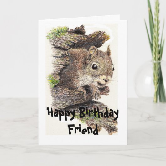 Funny, Nutty Friend Birthday Squirrel Card Karte (Vorderseite)