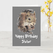 Funny, Nutty Sister Birthday Squirrel Card Karte (Gelbe Blume)