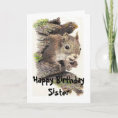 Funny, Nutty Sister Birthday Squirrel Card Karte (Vorderseite)