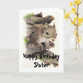 Funny, Nutty Sister Birthday Squirrel Card Karte (Gelbe Blume)