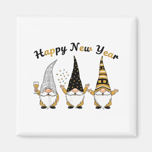 Funny Nye Gnome Shirts For Women, Happy New Year 2 Magnet (Vorne)