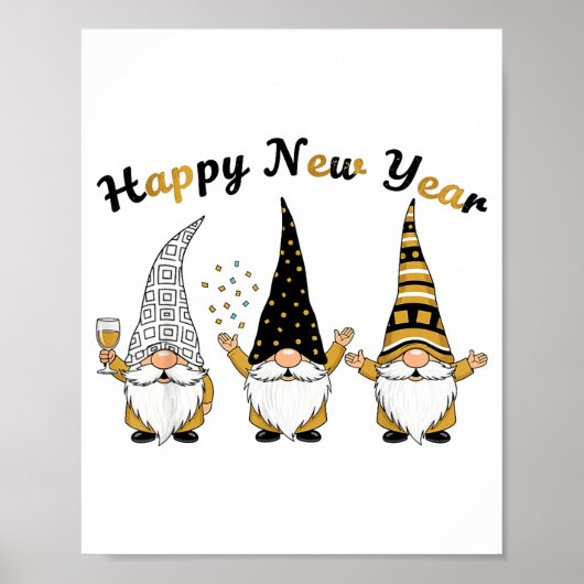 Funny Nye Gnome Shirts For Women, Happy New Year 2 Poster (Vorne)