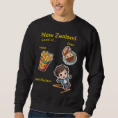 Funny NZ Land Pies Fries & Shakes Sweatshirt (Vorderseite)