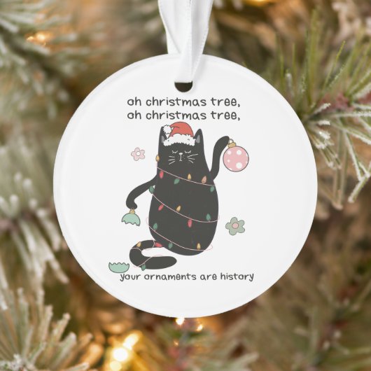 Funny O Christmas Tree Cat Spaß Ornament (Baum)
