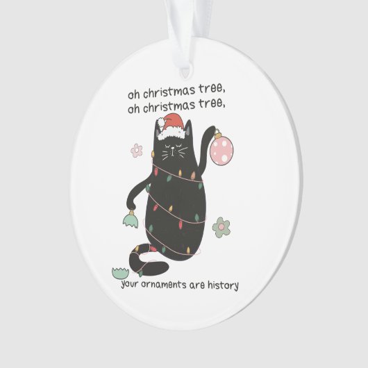 Funny O Christmas Tree Cat Spaß Ornament (Vorderseite)