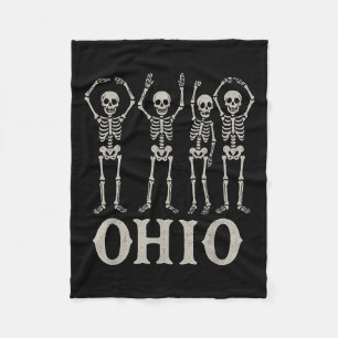 Funny O-h-i-o Staat Skeleton Ohio Halloween Vintag Fleecedecke