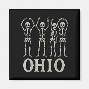 Funny O-h-i-o Staat Skeleton Ohio Halloween Vintag Magnet