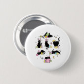 Funny Oaster Black Cat Ostertag Katze Ei Button (Vorne & Hinten)