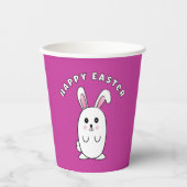 Funny Oaster Bunny Cartoon Lila Weißrosa Niedlich Pappbecher (Vorderseite)