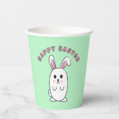 Funny Oaster Bunny Cartoon Lila Weißrosa Niedlich Pappbecher (Vorderseite)