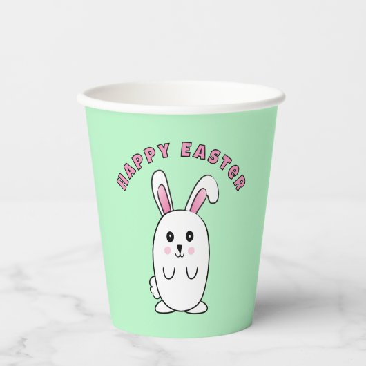 Funny Oaster Bunny Cartoon Lila Weißrosa Niedlich Pappbecher (Vorderseite)