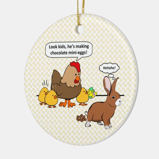 Funny Oaster Bunny Chocolate Eggs Keramik Ornament (Links)