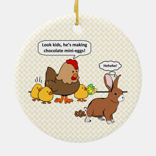 Funny Oaster Bunny Chocolate Eggs Keramik Ornament (Hinten)