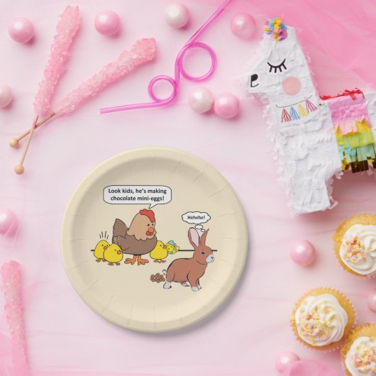 Funny Oaster Bunny Chocolate Eggs Pappteller (Party)