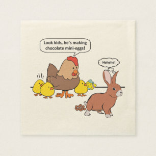 Funny Oaster Bunny Chocolate Eggs Serviette
