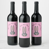 Funny Oaster Bunny Custom Pink Weine Labels Weinetikett (Flaschen)