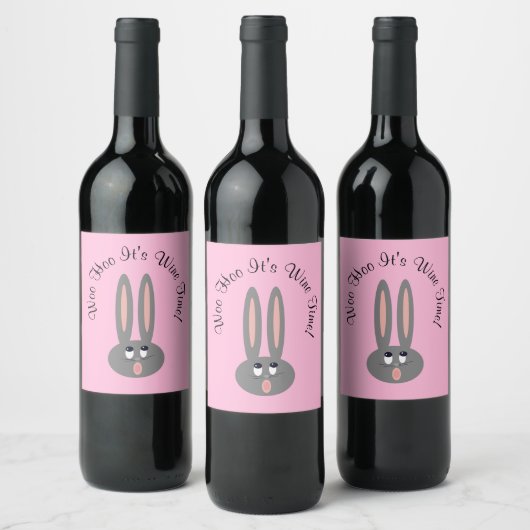 Funny Oaster Bunny Custom Pink Weine Labels Weinetikett (Flaschen)
