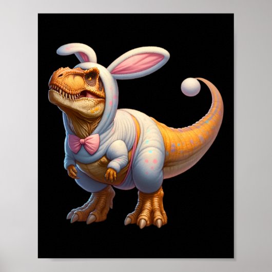 Funny Oaster Bunny Dinosaur T-rex Apparel Uni-adul Poster (Vorne)