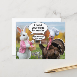 Funny Oaster Bunny Frage Erntedank Türkei Eier Postkarte