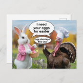 Funny Oaster Bunny Frage Erntedank Türkei Eier Postkarte (Vorne/Hinten)