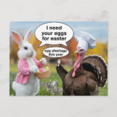 Funny Oaster Bunny Frage Erntedank Türkei Eier Postkarte (Vorderseite)