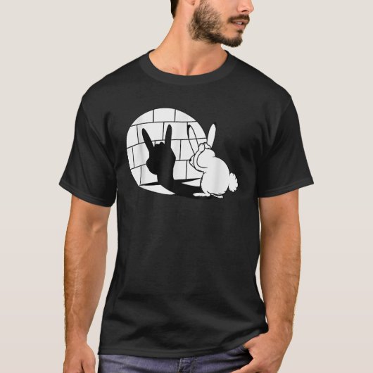 Funny Oaster Bunny Heavy Metal Fan Devil Horns T-Shirt (Vorderseite)