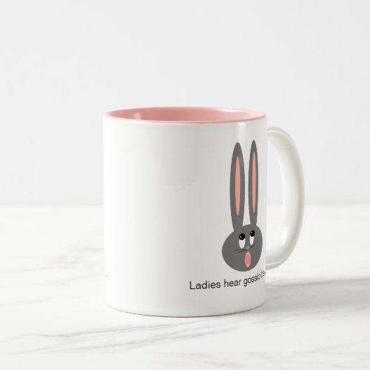 Funny Oaster Bunny Ladys Gossip Zweifarbige Tasse (VorderseiteRechts)