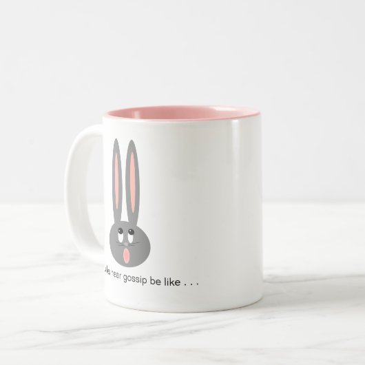 Funny Oaster Bunny Ladys Gossip Zweifarbige Tasse (Vorderseite Links)