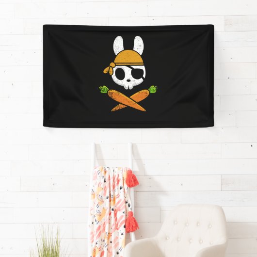 Funny Oaster Bunny Rabbit Pirate Skull und Carrot Banner (Insitu)