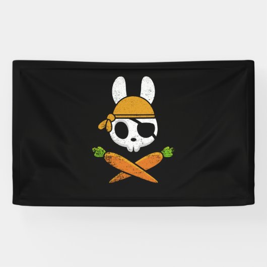 Funny Oaster Bunny Rabbit Pirate Skull und Carrot Banner (Horizontal)