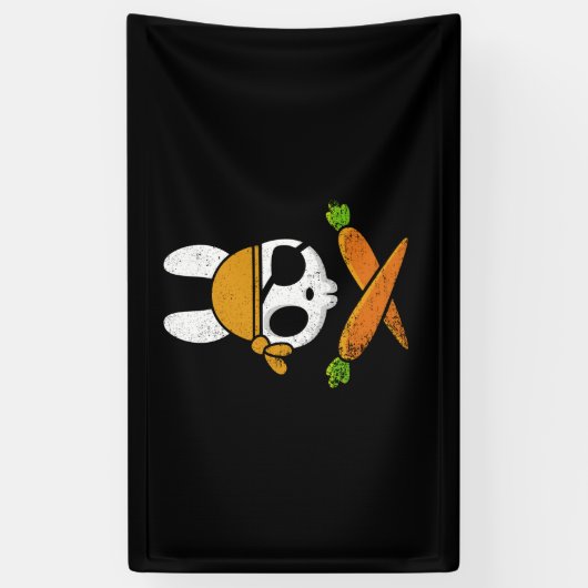 Funny Oaster Bunny Rabbit Pirate Skull und Carrot Banner (Vertikal)
