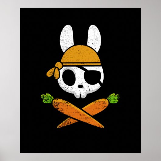 Funny Oaster Bunny Rabbit Pirate Skull und Carrot Poster (Vorne)