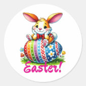 Funny Oaster Bunny Runder Aufkleber (Vorderseite)
